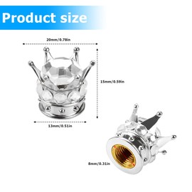 Crown Tire Valve Stem Caps, 4Pcs Handmade Bling Rhinestone Car Stem Air Caps Cover, Dustproof Tire Valve Caps for Bike Motorcycle Wheels, Auto Exterior Accessories for Girl Women (Silver/Silver)