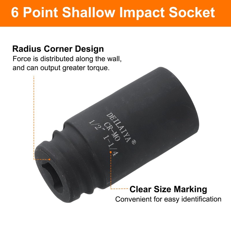 sourcing map 1-1/4 Inch SAE Deep Impact Socket 1/2 Inch