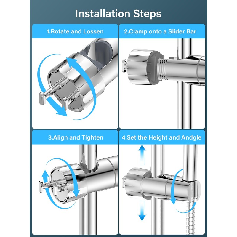 YEAUPE Shower Head Holder Replacement - Universal Adjustable Hand Shower
