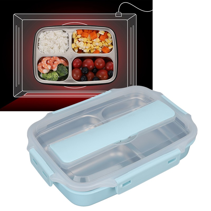 Thermal Insulation Bento Lunch Box 3 Grids Leakproof 304 Stainless