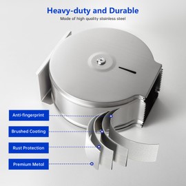 Commercial Jumbo Toilet Paper Dispenser with Shelf, Wall Mount Stainless Steel 9" Roll Toilet Paper Holder, Brushed Touchless Toilet Tissue Dispenser