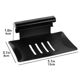 Detachable Soap Dish for Shower, 4 Slot Self-Adhesive Soap Holder for Bathroom, Wall Mounted Shower Soap Holder, Stainless Steel Soap Tray Black
