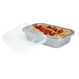 Restaurantware Futura 24.3 Ounce Meal Prep Containers With Lids 100 Tamper-Evident To Go Containers - Microwavable Disposable Silver Plastic Food Containers With Lids For Take Out or Lunches