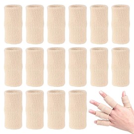 ZEPOHCK 10 Pcs Finger Sleeve Brace Split Protector for Finger Support Compression, Finger Protection for Basketball Tennis and All Sports (Beige)