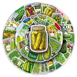 Pickle Stickers,50Pcs Funny for Adults, Cartoon Cucumber Sticker Vinyl Waterproof Stickers for Water Bottle, Laptop, Phone, Skateboard, Scrapbook, Journal, Luggage, Party Supplies