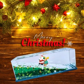 Mascoto Santa and Rudolph Christmas Decoration Models in Fluid Drift bottle, for Office and House, Liquid Paperweight Decoration, Stress Relief and Gifts