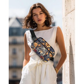 Wolf Fanny Pack Travel Belt Bag Waterproof Small Crossbody Bags for Women Waist Pouch for Running Hiking Cycling