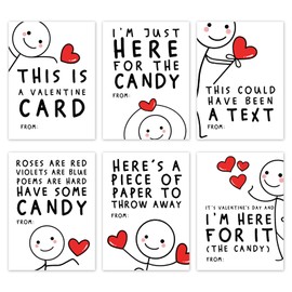 48 Funny Kids Valentines Day Cards, Classroom Valentine's Day Cards for Kids, Valentine's Day Gift Tags, Cute Valentines Day Exchange Cards for Girls Boys