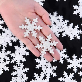 100 Pieces Snowflake Confetti Double-sided Sprinkles Christmas Snowflake Confetti Glitter Snowflake Confetti Decoration for Christmas Baby Shower Birthday Party Supplies (Silver)