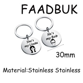 FAADBUK Burgers Inspired Gift Couple Keychian Set You’re the Linda to my Bob Valentine’s Day Gift, Silver, Small