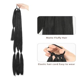 MIPPER Long Braid Ponytail Extension With Elastic Tie Straight Wrap Around Braid Hair Natural Soft Synthetic For Women (1#, 26inch)