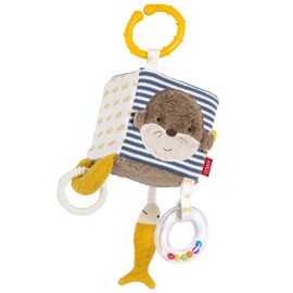 Fehn Otter Activity Cube - Motor Skills Toy with Hanging Grips - For Babies and Toddlers from 0+ Months - Dimensions: 10 x 10 cm