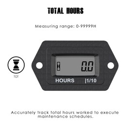 HonorMeet Digital LCD Lawn Mower Hour Counter, AC/DC 5V to 277V,Maintenance Hour Meter Gauge,Used for Garden Tractor Generator Compressor ATV Outboard Motor Golf Cart Forklift Snowblower(Diamond)