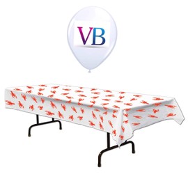 ValueBalloon Crawfish Plastic Table Cover 54” X 108” Seafood Birthday Party Decorations Supplies