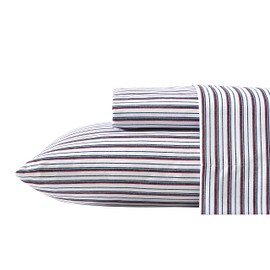 Nautica- Queen Sheet Set, Deep Pocket Fitted Sheet and Pillowcase Set, Casual Home Décor (Aevery Stripe Navy, Queen)