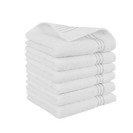 Elegant Comfort Premium Turkish Cotton 6 Pack Washcloths Set - 13 x 13 inch, Luxurious Hotel Spa Quality 100% Turkish Cotton 6PC Washcloth Set - Highly Absorbent - Soft Bathroom Towels, White/Gray
