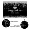 Mocsicka 10x7ft Class of 2025 Graduation Backdrop Black and Sliver