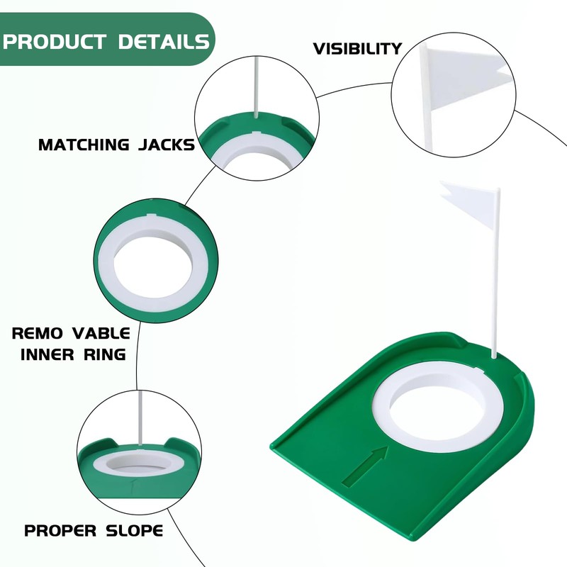 2 Pack Golf Putting Cup with Flag, Portable Plastic Golf