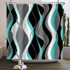 ZJRBJB Teal Shower Curtain Grey and Black Striped Minimalist Shower