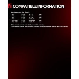 Torchbeam Rear Disc Ceramic Brake Pads Kit Fits2012-2016 2018 Ford F-150, 2017 Ford F-150 5.0L, 2017 Ford F-150 3.5T, 2017 Ford F-150 2.7T, 4pcs Automotive Replacement Brake Pads,D1602