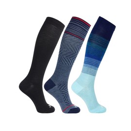 JAVIE 74% Merino Wool Compression Socks for Men & Women (15-20mmHg), Ombre Knee-High Socks Seamless Toe for Travel