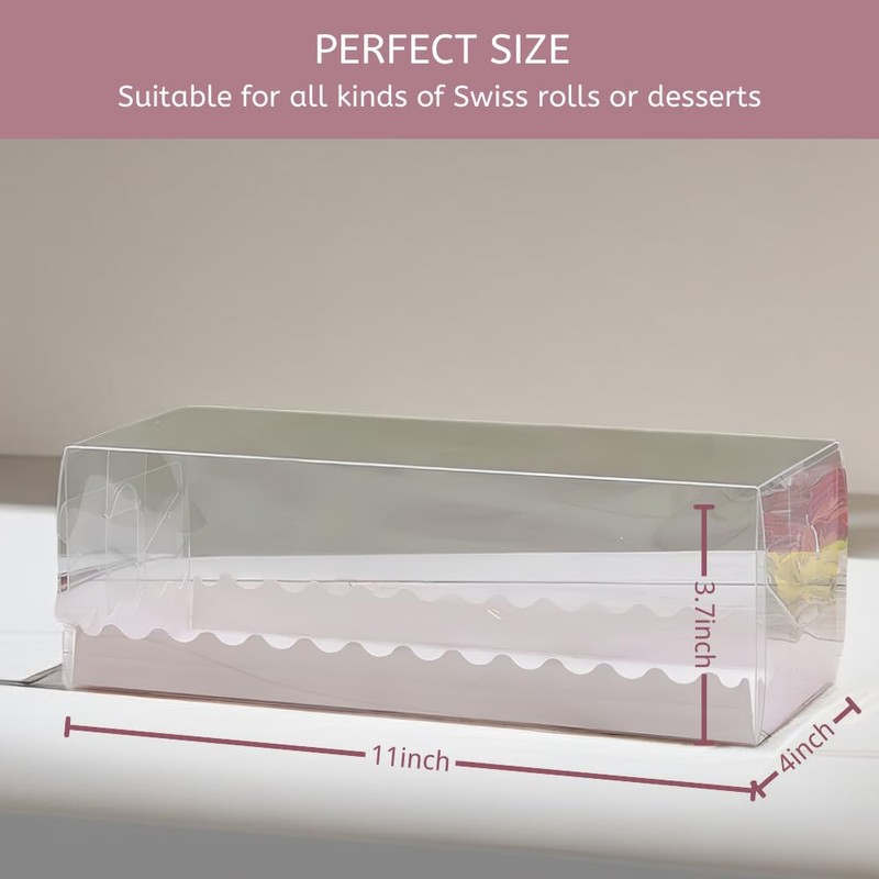 Foxegg Swiss Roll Cake Box with window Long Pumpkin Roll