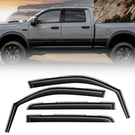 FormiPow Window Visors Rain Guards for 2019-2024 2025 Dodge RAM 2500/3500 Crew Cab, in-Channel Window Deflectors, Aerodynamic Wind Noise Reduction & UV Protection (4 Pcs)