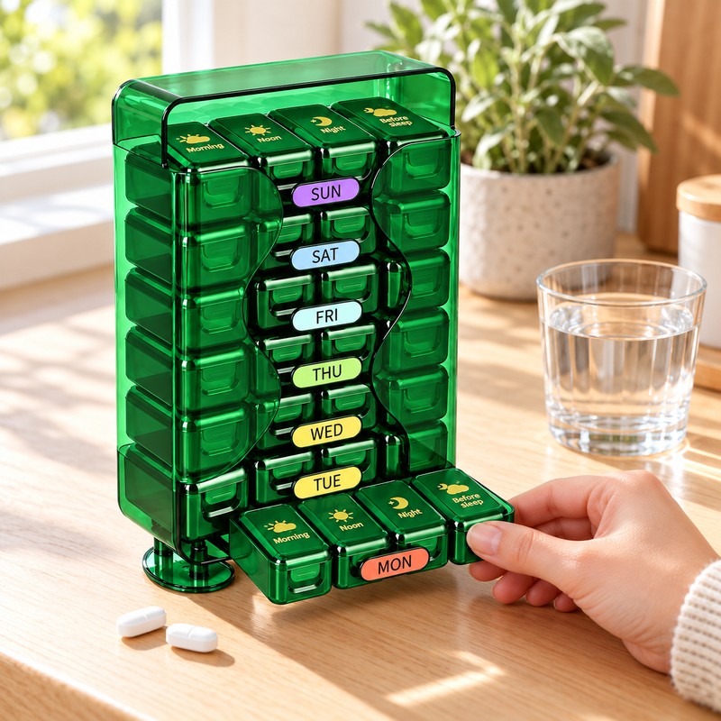 Weekly Pill Organizer 4 Times a Day – 28 Compartment