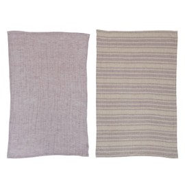 Bloomingville Natural and Lilac Woven Cotton Tea Towels, 2 Styles