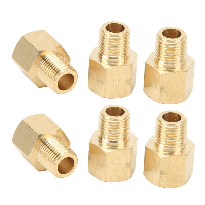 6PCs Brass Pipe Fitting Adapter 1/8 BSPT Female NPT Vehicle