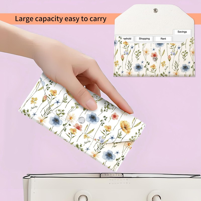 APVDSH Cash Envelope Wallet, Reusable Budget Money Wallet, Cute PU
