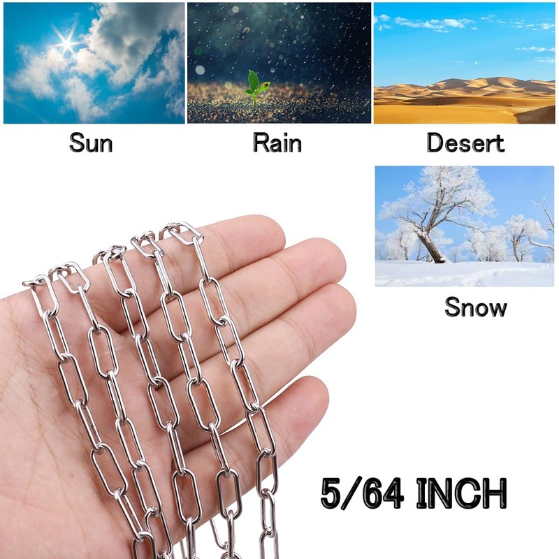 Stainless Steel Chain, Lsqurel 6.5ft Metal Chain Link Chain Small
