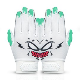 FINGER TEN American Football Gloves Youth Kids Ultra Tack Sticky Non-Slip Palm Receivers, Rugby Gloves Flexible Stretch Protection Waterproof Professional Fit Age 5-14 (Green,Small)