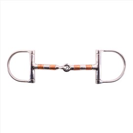 AK D-Bit with Cooper Roller Mouth with Single Joint Horse Riding Bits AKRS-2641 (Silver, 4.75'')