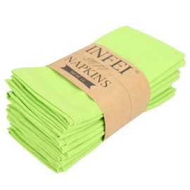 INFEI Solid Color Cotton Linen Blended Thin Dinner Cloth Napkins - Set of 12 (40 x 40 cm) - for Events & Home Use (Green)