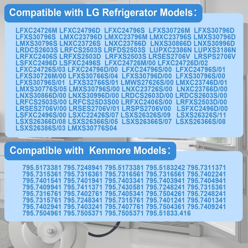 EAU63103302 Refrigerator Condenser Fan Motor Assembly Fits for LG Kenmore,Replacement