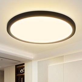 cupgow LED Ceiling Light Black Round - Ceiling Light Flat Diameter 30 cm Kitchen Lamp 24 W Hallway Lamp 3000 K Modern Ceiling Lamp for Bedroom Living Room Kitchen Balcony Office Cellar Hallway