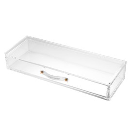 russell+hazel Acrylic Drawer Organizer, Office Supplies, Clear, with Handle, 4.5” x 12” x 2.25” (93924)