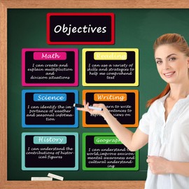 EggSun 7 Pack Magnetic Write & Wipe Paper Organization Chart,Pen Dry Erase Objectives Labels Learning Magnets for Classroom Organization Whiteboard Teacher Student Teaching Supplies(Blackboard Theme)