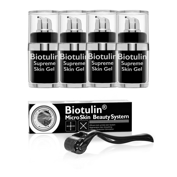 BIOTULIN - VIP Special with Skin Roller | Anti-Wrinkle Serum with Hyaluronic Acid and Spilanthol | Reduces Wrinkles in 1 hour | Moisturises | 4 x 15 ml + Derma Roller