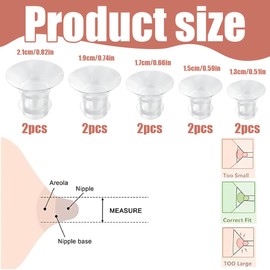 Pack of 10 Flange Inserts 13/15/17/19/21 mm for 24 mm Flange/Shield of Most Pumps, Breastfeeding Accessories for Electric Breast Pump, BPA-Free, Compatible with Momcozy/Jheppbay/Kissbobo/Nuliie