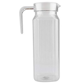 Serveware, Jarra de Pequeña Yctze, Botella de Jugo Transparente Acrílica, Jarra de Jugo Frío de Agua a Rayas con Tapa para Bar en Casa (1100ml)