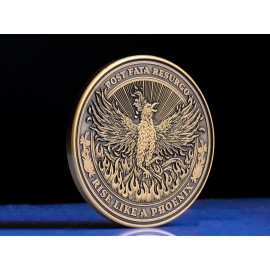 Phoenix Coin | Phoenix Bird Fire Rising Ashes | Phoenix Medallion | EDC Coin - Antique Bronze Finish