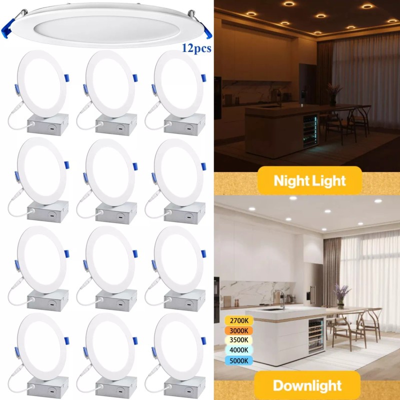 WYZM 12 Pack 6 Inch 5CCT Ultra-Thin LED Recessed Ceiling