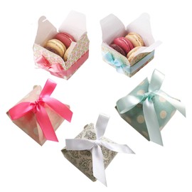 25 Pieces Gift Boxes,Sweet Candy Favour Boxes with Ribbon,Small Treats Boxes for Wedding Birthday Party Christmas 5 Colors