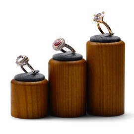 Papten Ring Holder 3 Pieces, Wooden Jewellery Storage Rings Jewellery Display Ring Stand Ring Organiser Jewellery Stand Jewellery Holder (Dark Grey)