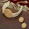 Aheli Pearl Diamond Gargantilla Collar con pendientes redondos Set Regalo