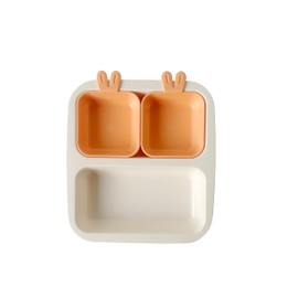 NESTIQUE Rabbit Mini Plate for Baby & Toddler Plate | BPA-Free Kids Dinnerware | Divided Design | Heat Resistant Microwave and Dishwasher Safe (Peach Fuzz)