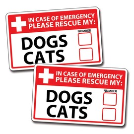2 Pack Vinyl Sticker Decal Emergency Pet Alert 911 Rescue Dog CAT Vinyl Decal, 3 in. x 5 in.