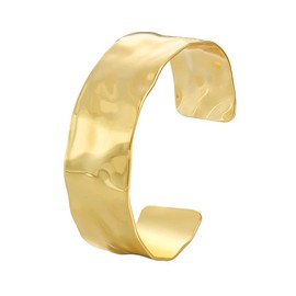 Chic Wide Chunky Gold Bangle Cuff Wrist Bracelet for Women Trendy Minimalist Adjustable 14K Gold Plated Dainty Daughter Gifts Birthday